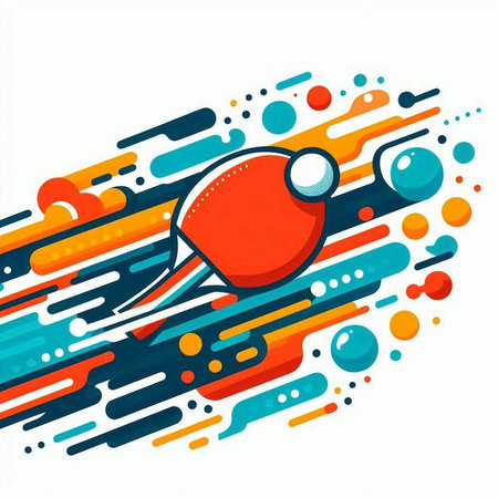 Table tennis racket and ball on abstract colorful background. Vector illustration.のイラスト素材