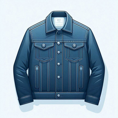 Men's denim jacket on a white background. 3d rendering.のイラスト素材