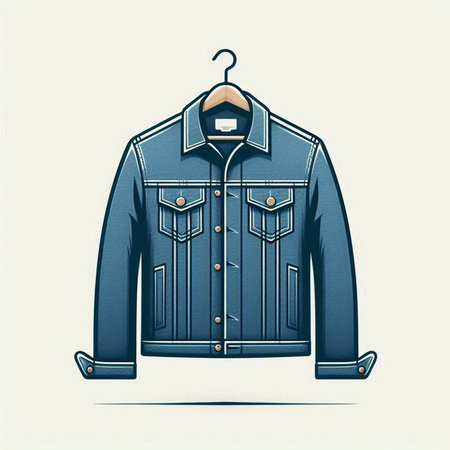 Denim jacket on a hanger. Vector illustration. Eps 10のイラスト素材