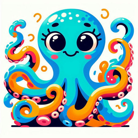 Cute octopus. Vector illustration. Colorful cartoon character.のイラスト素材