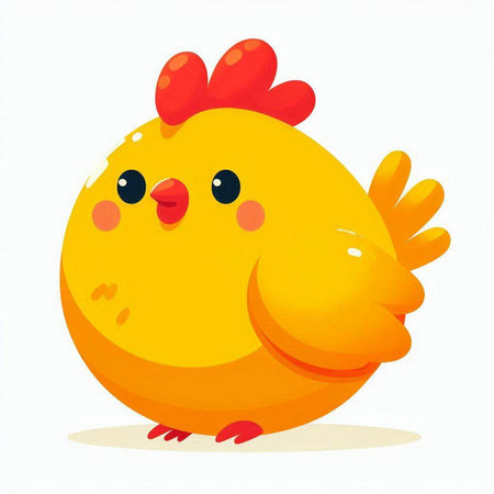 Cute cartoon chicken. Vector illustration isolated on a white background.のイラスト素材