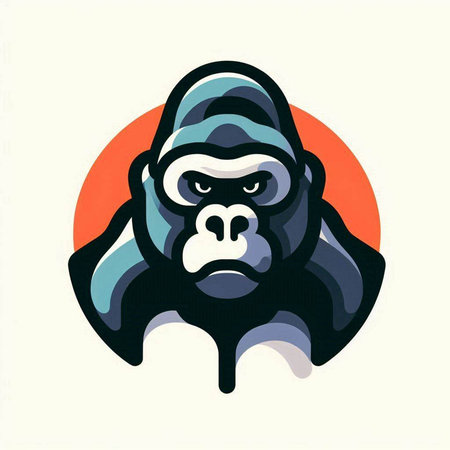 Gorilla head icon. Vector illustration of gorilla head in flat style.のイラスト素材