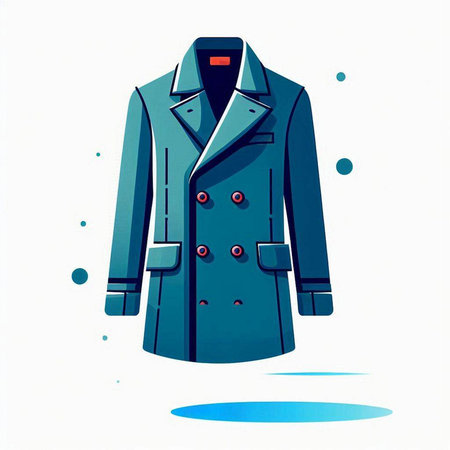 Vector illustration of a coat on a white background with blue dots.のイラスト素材