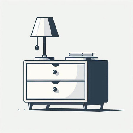 Illustration of a nightstand with a lamp on a white backgroundのイラスト素材