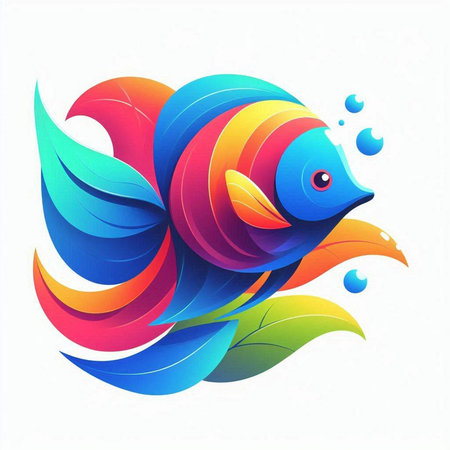 Colorful abstract fish isolated on a white background. Vector illustration.のイラスト素材