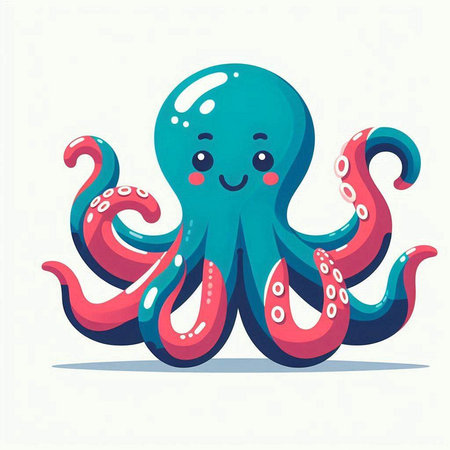 Cute cartoon octopus. Vector illustration isolated on white background.のイラスト素材
