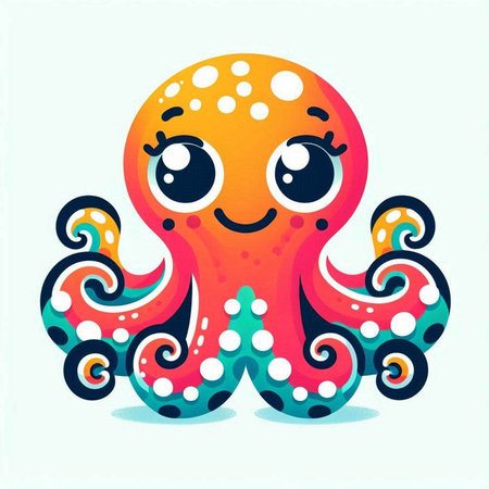 Cute cartoon octopus. Vector illustration on a white background.のイラスト素材
