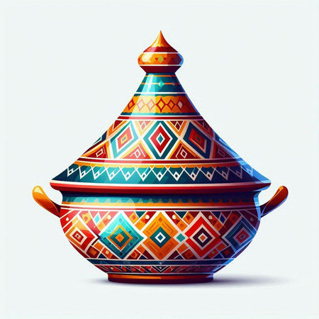 Colorful clay pot with ethnic ornament. Vector illustration for your designのイラスト素材