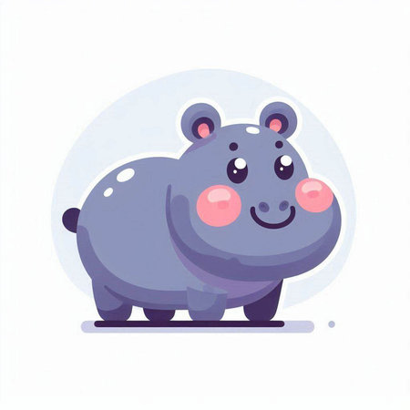 Cute hippo. Vector illustration in cartoon style on white background.のイラスト素材