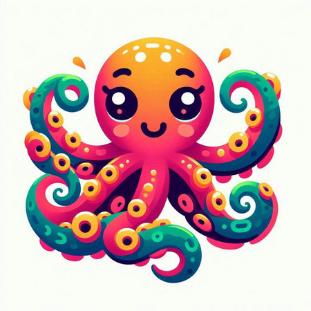 Octopus isolated on white background. Vector illustration. Eps 10.のイラスト素材