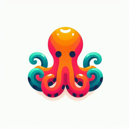 Octopus icon isolated on white background. Colorful vector illustration.のイラスト素材