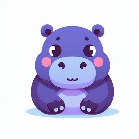 Cute cartoon hippo isolated on white background. Vector illustration.のイラスト素材