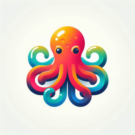 Octopus. Colorful illustration on a light background. Vector.のイラスト素材