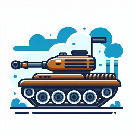 Cartoon tank in flat style. Vector illustration on white background.のイラスト素材