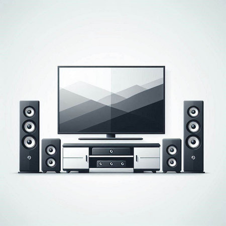 High definition TV set with speakers. Vector illustration. Eps 10.のイラスト素材