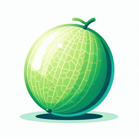 Illustration of a green melon on a white background - vectorのイラスト素材