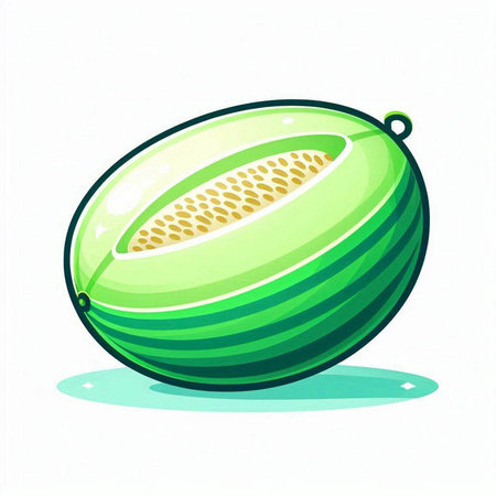 Melon on a white background. Vector illustration in cartoon style.のイラスト素材