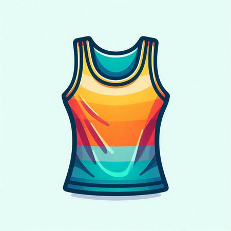 Colorful tank top isolated on blue background. Vector illustration in cartoon style.のイラスト素材