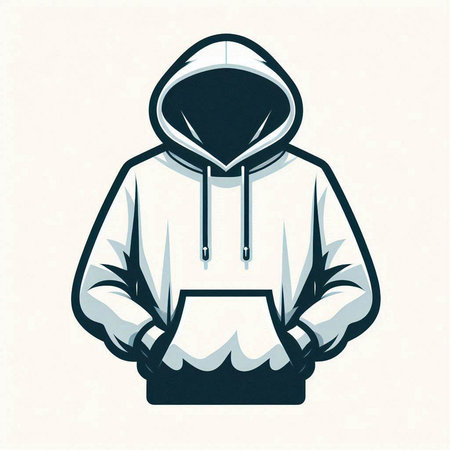 Hooded man in a white hoodie with a hood. Vector illustration.のイラスト素材