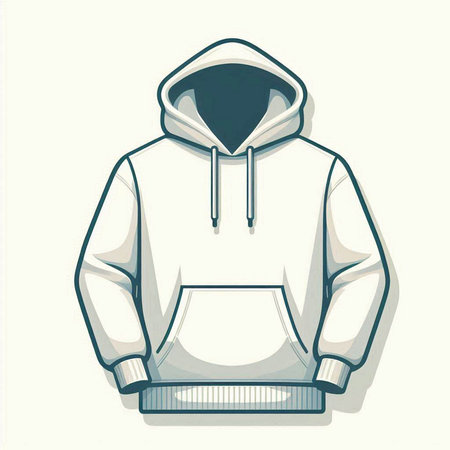 Vector illustration of a white hooded sweatshirt with a hood.のイラスト素材