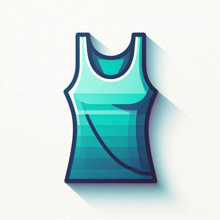 Vector illustration of a sleeveless T-shirt icon with long shadowのイラスト素材