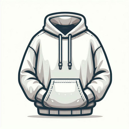 Vector illustration of a white hoodie with a hood on a white backgroundのイラスト素材