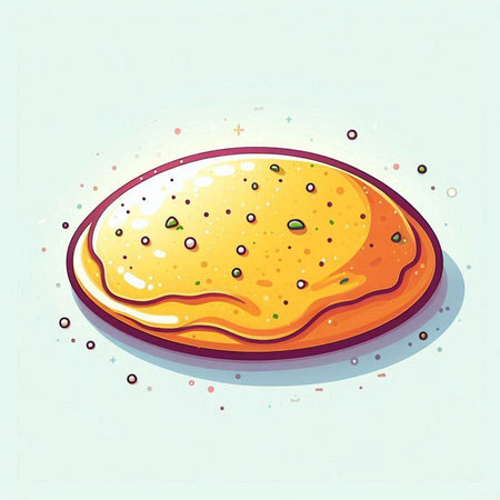 Illustration of a pancake on a blue background. Vector illustrationのイラスト素材