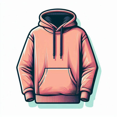 Vector illustration of a pink hoodie isolated on a white background.のイラスト素材