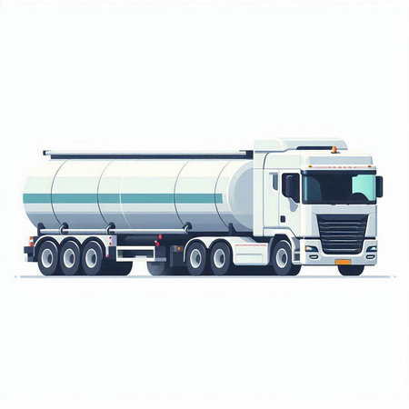 Tanker truck isolated on white background. Side view. Flat vector illustration.のイラスト素材
