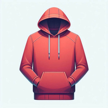 Red hooded sweatshirt on a white background. Vector illustration.のイラスト素材