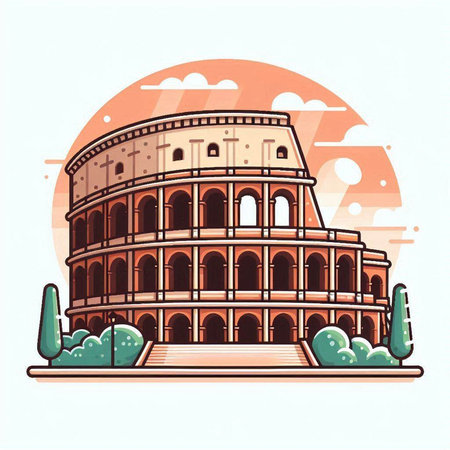 Colosseum in Rome, Italy. Colosseum vector illustrationのイラスト素材