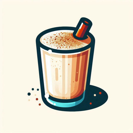 Coffee with cinnamon in a glass cup. Vector illustration.のイラスト素材