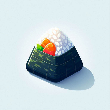 Illustration of japanese sushi on white background with shadow.のイラスト素材