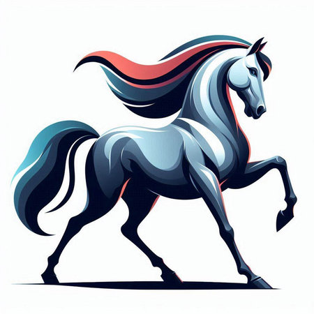 Vector illustration of a horse with a long mane and maneのイラスト素材