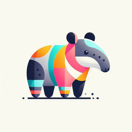 Vector illustration of a cute cartoon tapir. Colorful vector illustration.のイラスト素材