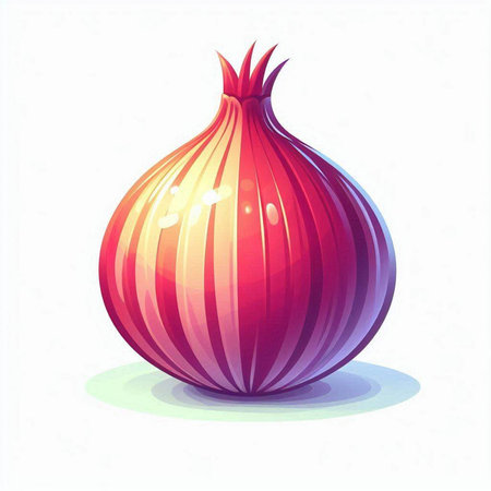 Illustration of a red onion on a white background. Vector illustrationのイラスト素材