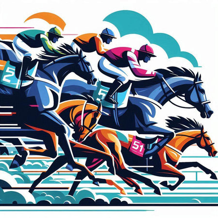 Horse racing, jockeys and jockeys, vector illustrationのイラスト素材