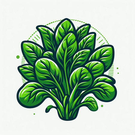 Illustration of green spinach on a white background. Vector illustration.のイラスト素材