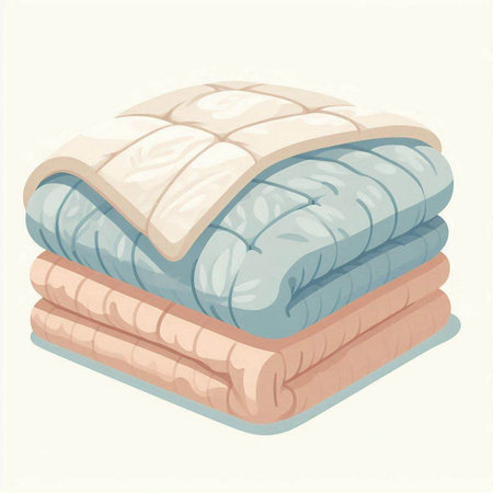 Illustration of a stack of soft towels on a white background.のイラスト素材