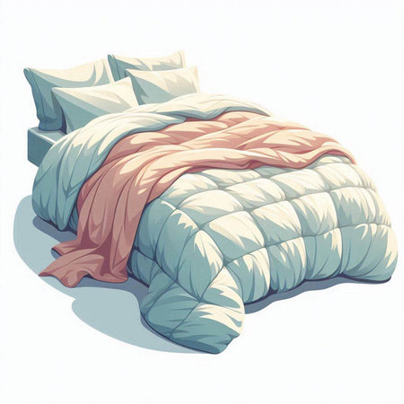 Illustration of a set of soft pillows on a white backgroundのイラスト素材