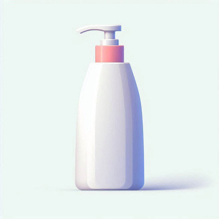 Illustration of a bottle of cosmetic product on a blue background.のイラスト素材