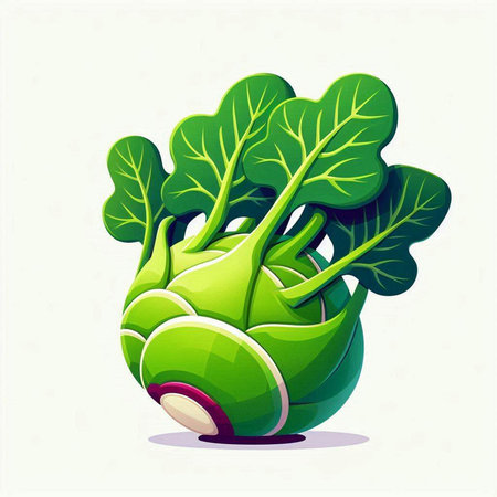 Cabbage kohlrabi on white background. Vector illustration.のイラスト素材
