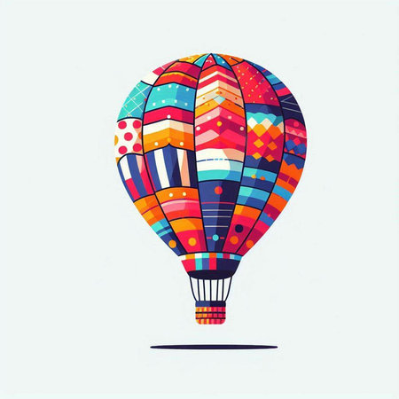 Colorful hot air balloon isolated on white background. Vector illustration.のイラスト素材
