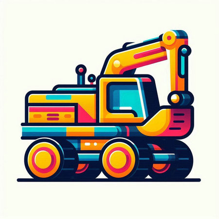 Excavator icon. Vector illustration of a heavy construction vehicle.のイラスト素材
