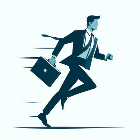 Businessman running with briefcase, vector illustration, eps10のイラスト素材