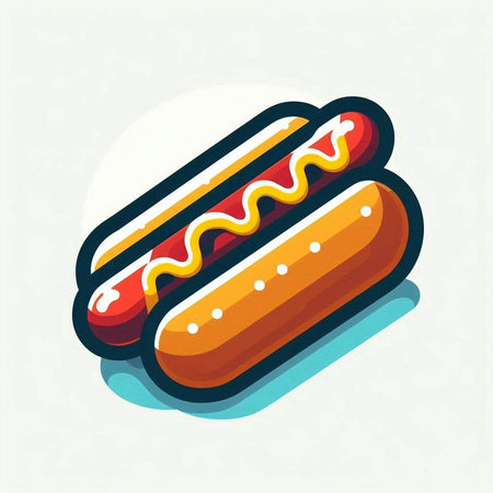 Hot dog vector icon. Fast food illustration. Hot dog isolated on white background.のイラスト素材