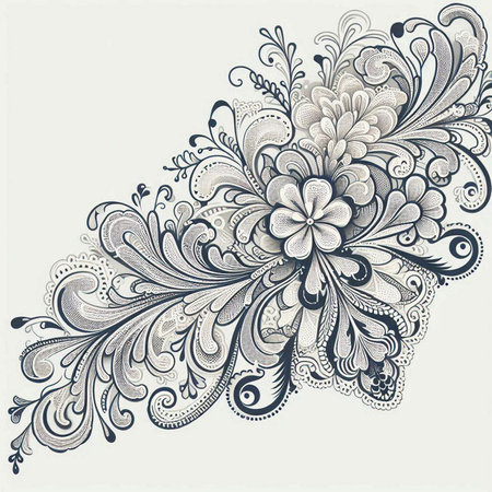 Vintage floral background with flowers and leaves, hand-drawingのイラスト素材