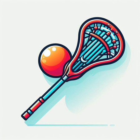 Tennis racket and ball icon. Vector illustration in flat style.のイラスト素材