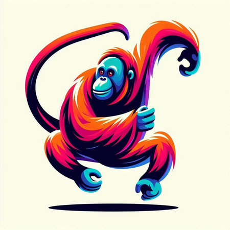 Orangutan mascot. Vector illustration of an orangutan.のイラスト素材