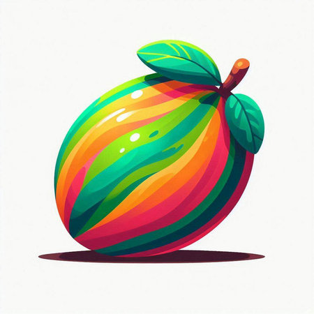 Illustration of a ripe mango on a white background. Vector illustrationのイラスト素材